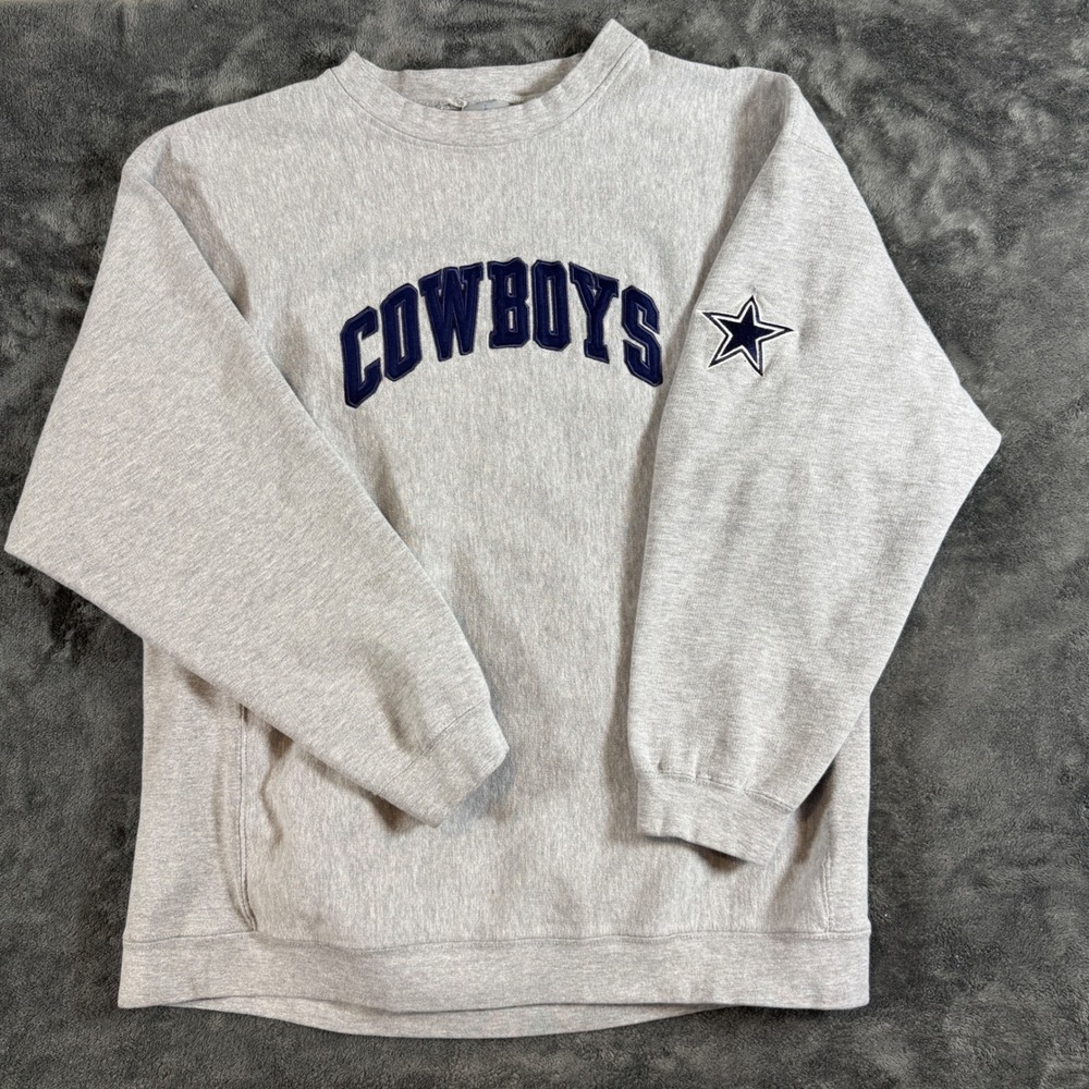 Dallas Cowboys 2XL Gray Sweatshirt Mens Crewneck Authentic Apparel NFL Star Logo